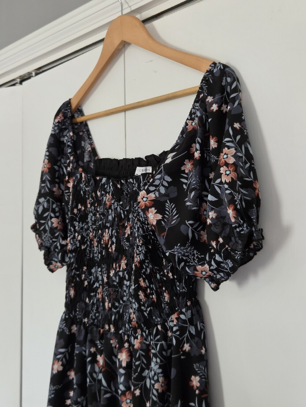Baltic Born Black Floral Maxi Dress with Puff Sleeves - Picture 3 of 4